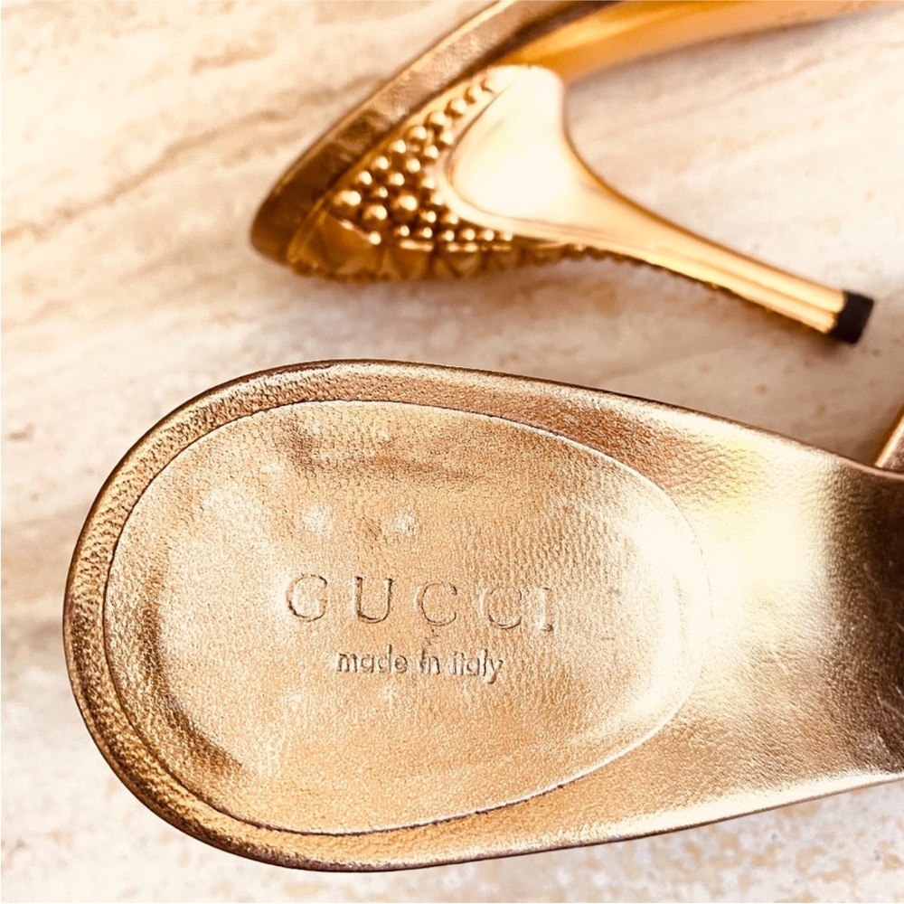 π Rare find! π GUCCI Tom Ford Farewell Collection Studded Eel Skin/Gold Heels - Picture 5 of 9